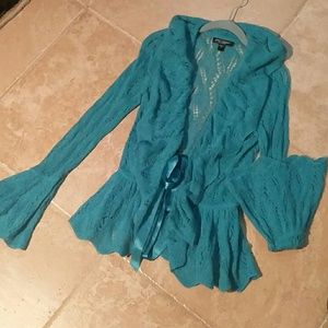 Betsy Johnson ruffled alpaca sweater jacket